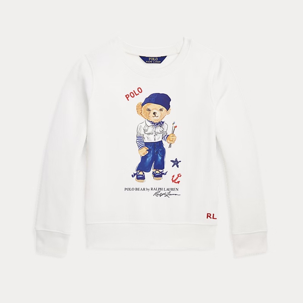 Polo Bear Fleece Sweatshirt 9M Girl EUC
